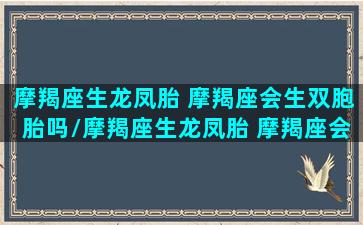 摩羯座生龙凤胎 摩羯座会生双胞胎吗/摩羯座生龙凤胎 摩羯座会生双胞胎吗-我的网站